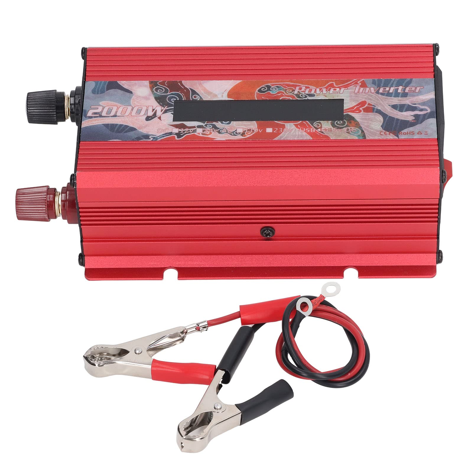 Convertidor de Corriente, Pantalla LCD Solar del Inversor de Corriente del Coche de CC a CA de 2000 W para Cámaras (DC24V)