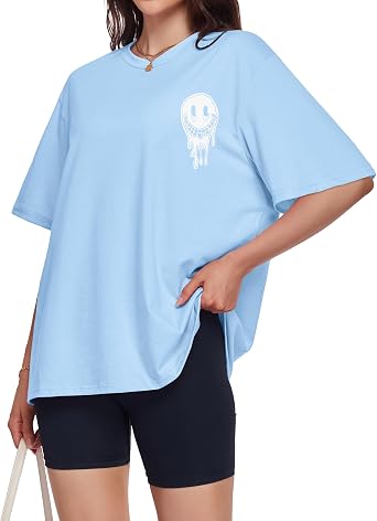 Oversized Tshirts for Women Graphic Summer Short Sleeve Casual Loose Tees | ADOREJOY Oversized Crewneck Basic Graphic Tees Comfy Summer Daily Wear 2026