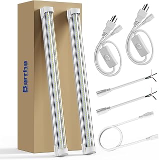 Barrina T8 LED Shop Lights 1.5FT, 25W 3450LM 6500K, 2 Pack High Output Tube | 1.5 Foot Light Bar for Workbench Workshop and Garage Use, Super Bright White Ceiling Mount, Linkable to 10, Aluminum V Shape