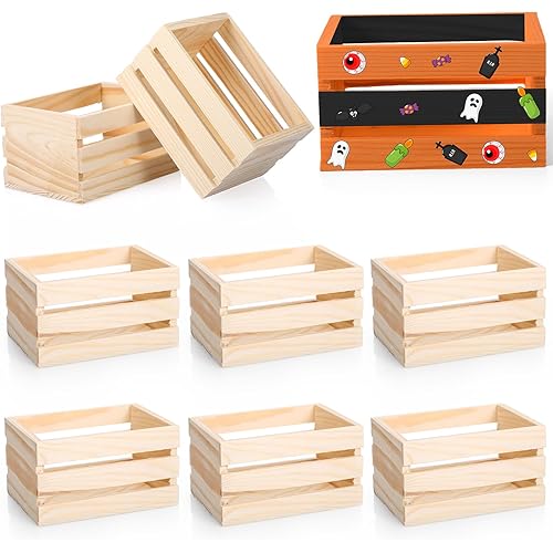 Roowest Decorative Wood Crates Nesting Storage Container,5" Farmhouse Decorative DIY Wooden Storage Boxes, Rustic Wooden Crates for Storage, Display(24 Pcs)