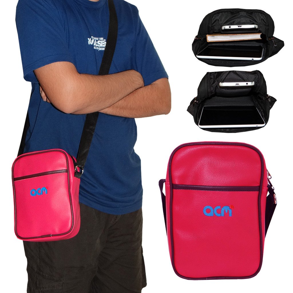 ACMAcm Soft Dual Padded Shoulder Sling Bag Compatible with Any All 7" Universal Tab Carrying Case Dark Pink