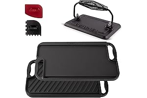 2-Burger Electric Grills Cuisinel Cast Iron Griddle/Grill