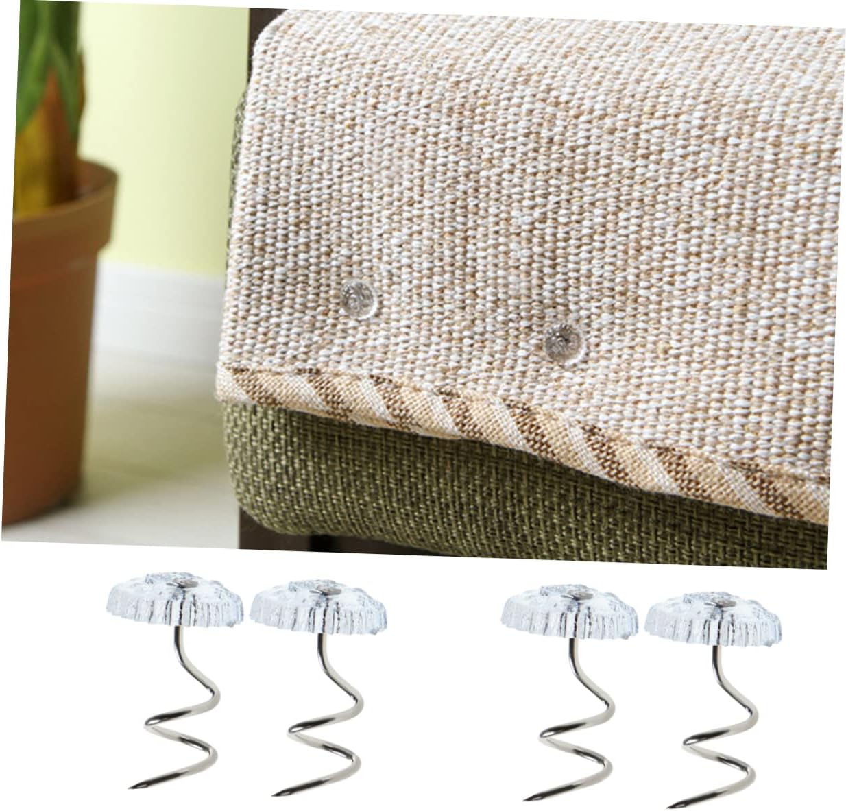 Mikinona 60pcs Transparent Twisted Pins for Slipcovers Upholstery Bedskirts Securely Hold Fabrics Place Without Damage Home Living Bedroom Use