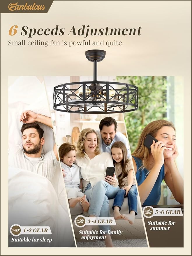 Ventilador de Techo 23 Pulgadas Con Luz y Control Remoto 6 V miniatura 3