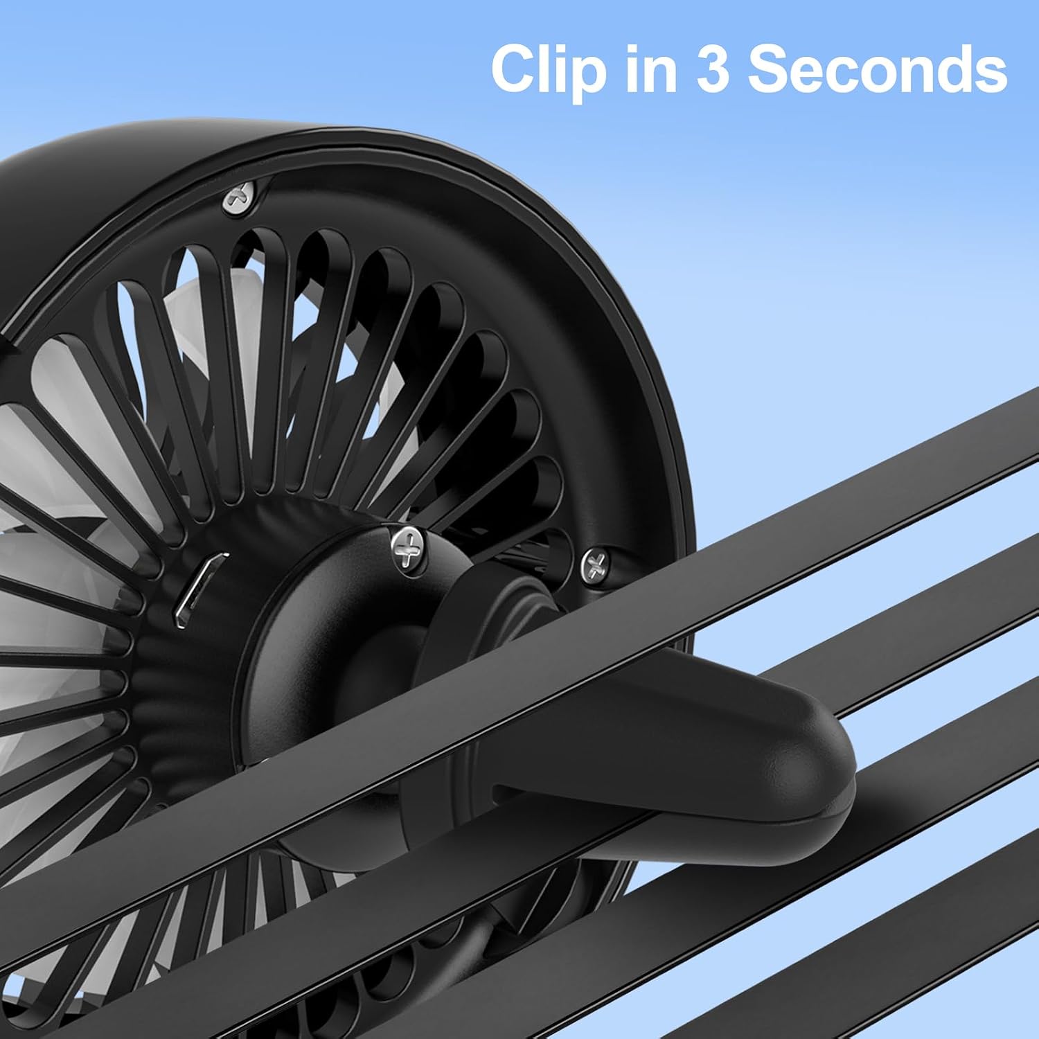 USB Car Vent Fan - Powerful 3 Speed with Colorful Lights, 360° Rotatable Quiet Clip Fan to Boost Cold Air for Vehicle, Truck, SUV, Van, RV