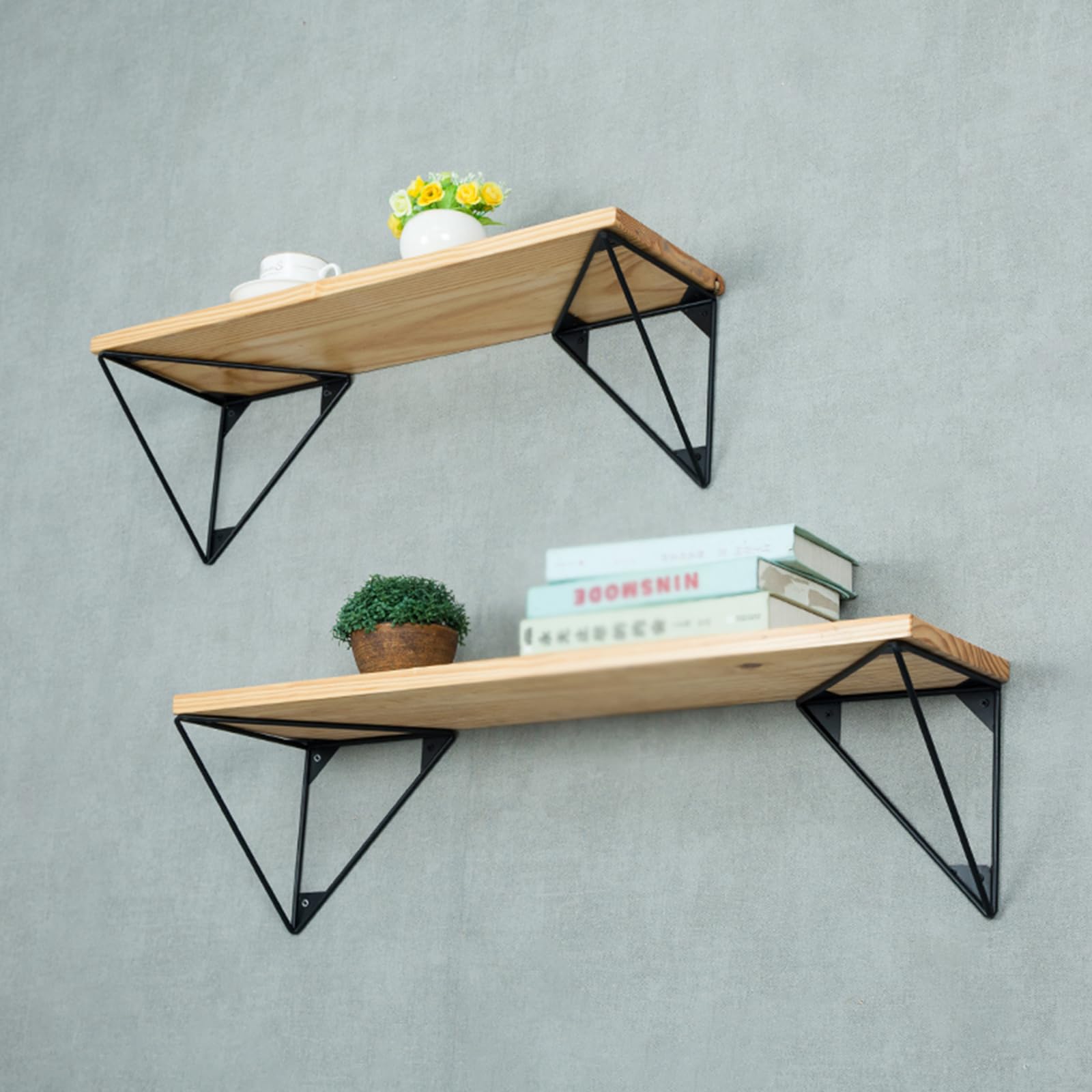 2 Pz Staffe per Mensole Galleggiante Supporti per Mensole a Parete Triangolari,Reggimensola in Metallo,Supporti per Scaffali per Studio,Cucina,Ufficio,Camera,con Viti,Nero (25cm)