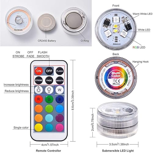 Miniatura 4 de KITOSUN Mando a distancia exclusivos sumergibles Floralyte V luces LED 21 teclas (paquete de 8)