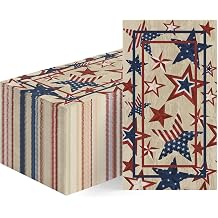 Horaldaily 50 Disposable Paper Decorative Guest Napkins, 4th of July Patriotic Independence Day Vintage American Star Memorial Day Hand Towel for Party Lunch Dinner Kitchen Bathroom