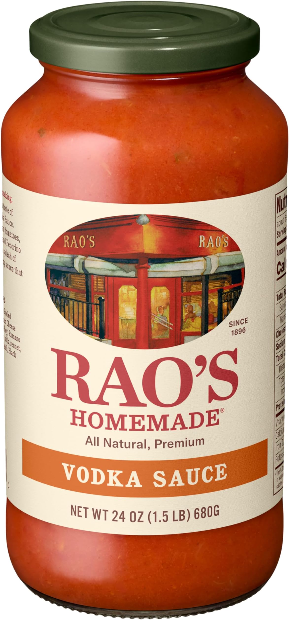 Vodka Sauce, 24 oz, Tomato Sauce, All Purpose, Keto Friendly Pasta Sauce, Premium Quality Tomatoes from Italy & Vodka