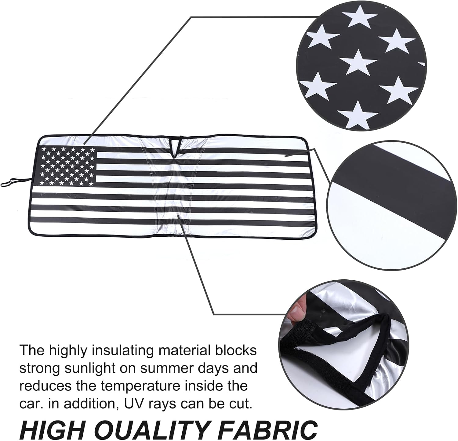 Windshield Sunshade Compatible with Mercedes Benz G Class 2004-2018, US Flag Foldable Windshield Cover Keep Car Cool, Window Sun Visor Protector UV Ray Reflector