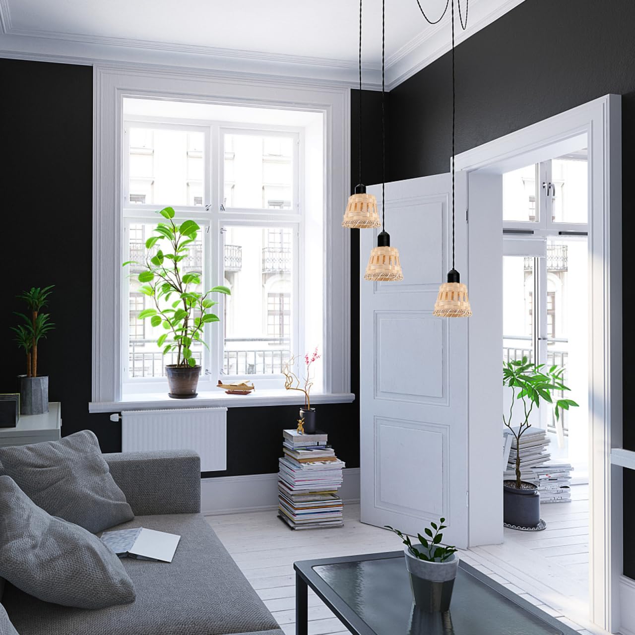 DOITOOL Abat-Jour Bambou Tissé À La Main Petit Couvercle Lumineux Intérieur 3.15 Pouces Décoration Naturelle Pour Lampe De Chevet Salon Et Bureau