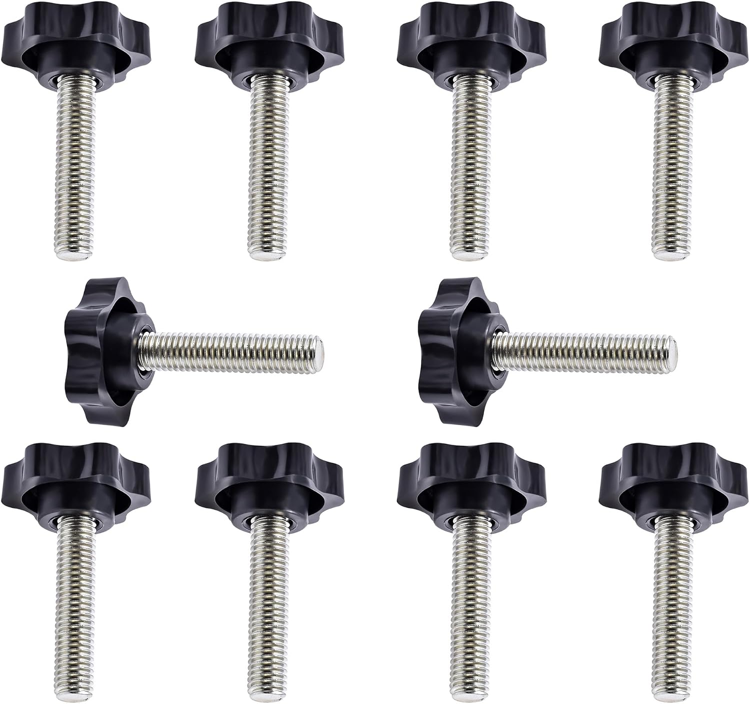 Star Clamping Screw Knob Hand 10 Pcs Tightening Screw M8 45mm Screw Length Thread Star Knob Clamping Handgrip Nut Screw 38mm Diameter Star Shaped Clamping Knob Handle Plastic knobs
