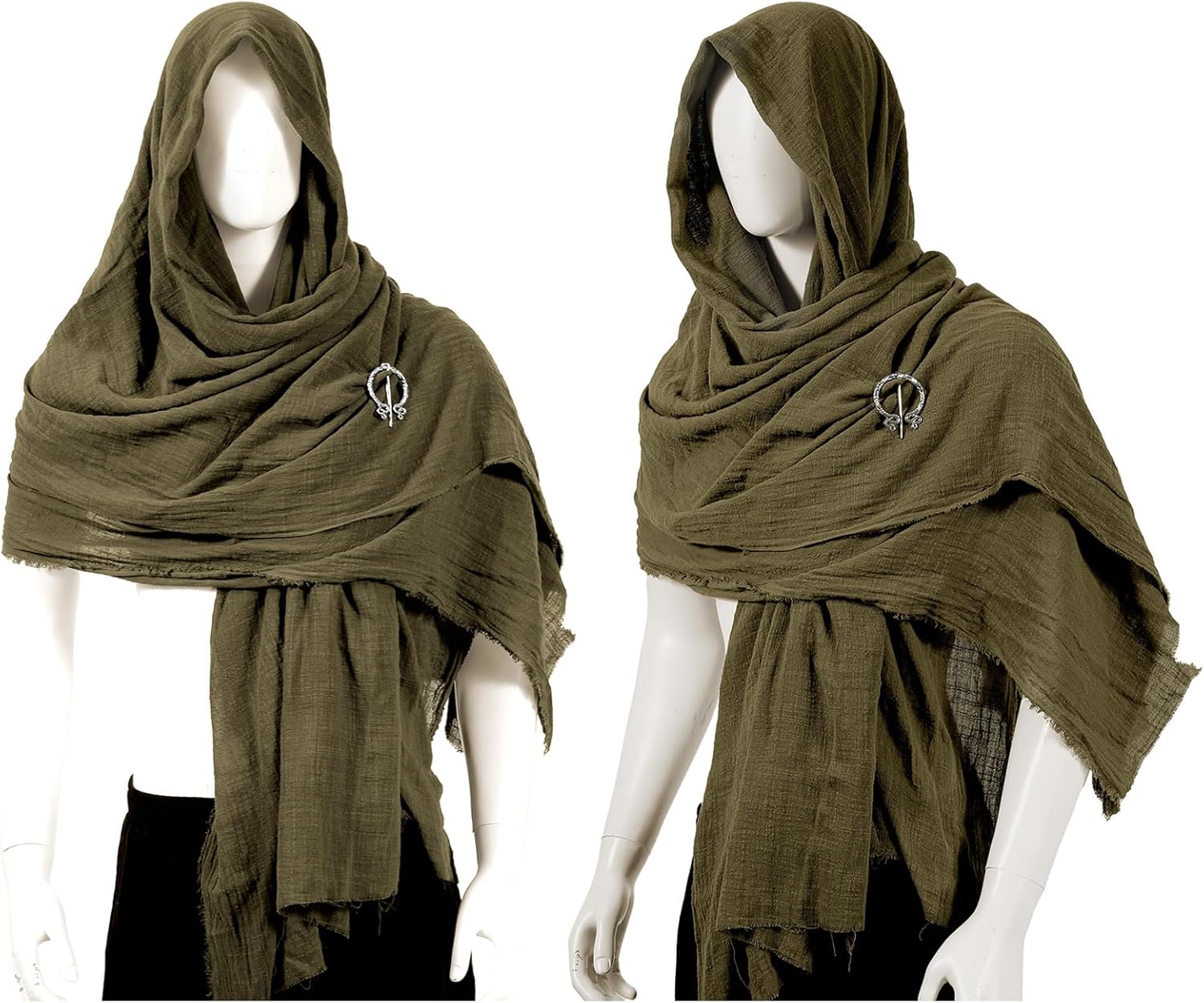 Dune Costume Post Apocalyptic Hooded Shawl Scarf Medieval Shaman Cowl Cloak Cape Viking Desert Outfit for Men Women - Image 2