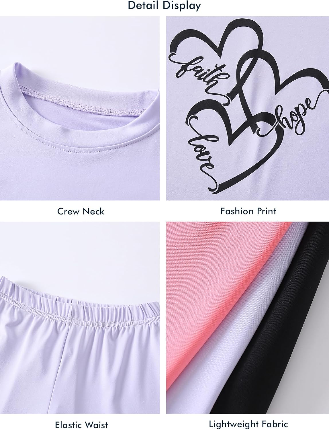 Girls Clothes Fashion Love Printed Tshirt Tops and Casual Shorts Outfits Summer Clothing Cute Sets 6 Pieces