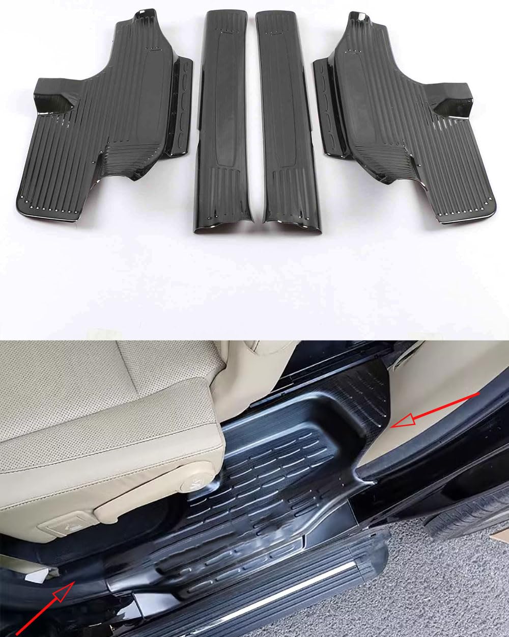 Car Accessories Inner Door Sill Protector Cover Compatible with Toyota Highlander 2015-2018 Door Entry Guard Plate Sticker Stainless