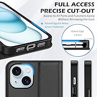 Vista 8 de SHIELDON Funda para iPhone 15 6.1" 2023, Funda Tipo Cartera de Cuero Genuino con [Soporte] [Tarjetero con Bloqueo RFID] [Magnética] Cubierta