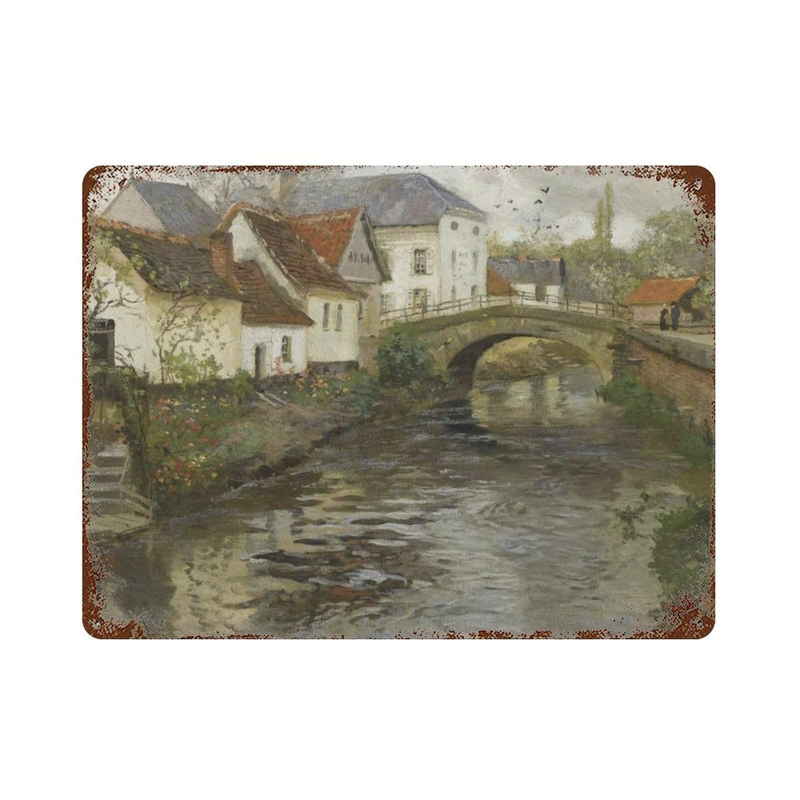 xiaoxiaoshen Country-style Wall Art Landscape Paintings Wall Decor Art Metal Tin Poster Modern Home Decor Art Home Bar Shop Decorations Vintage Sign 30x40cm