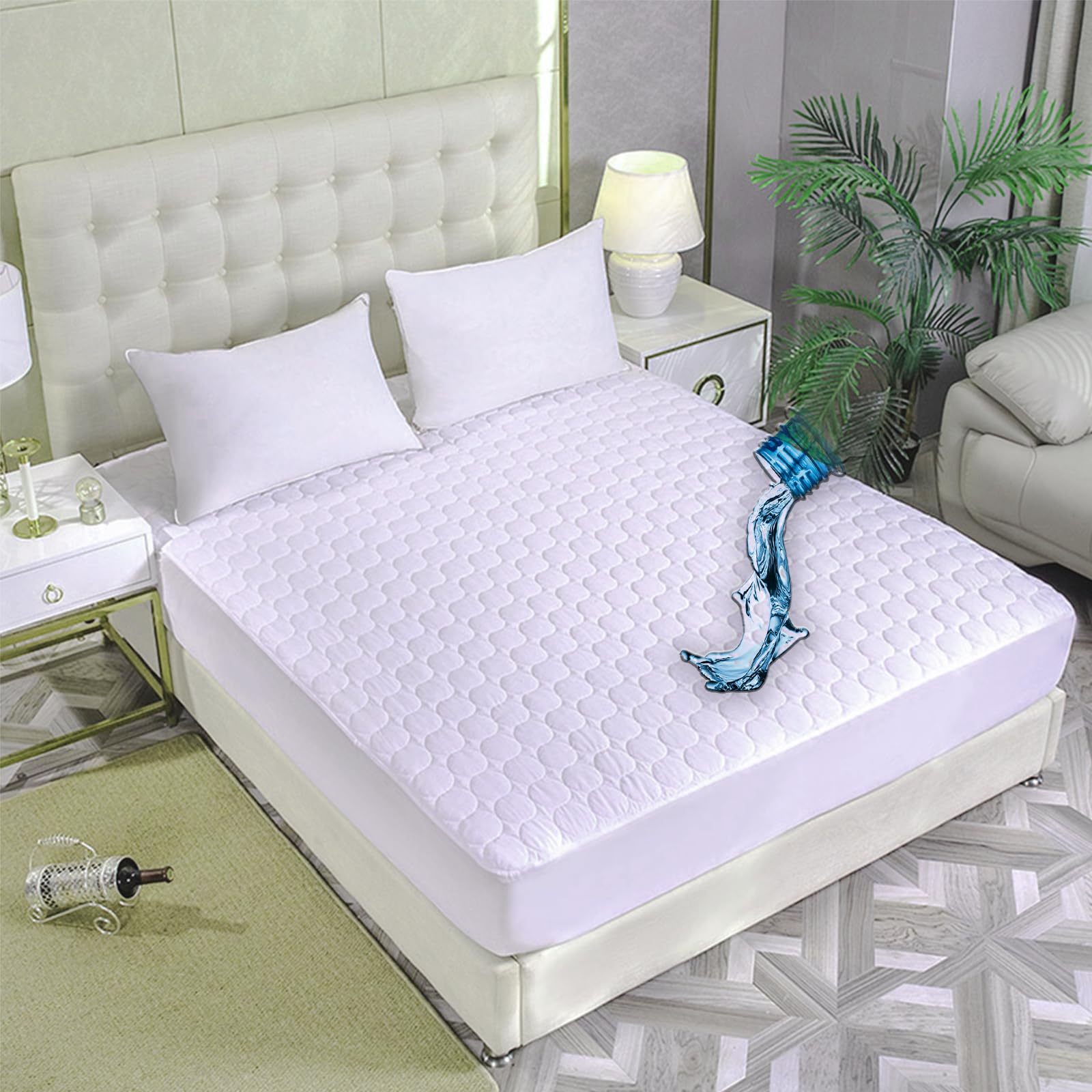 Bratatatmania Quilted Waterproof Mattress Protector – Single, Double & King Bed Sizes, Hypoallergenic, Noiseless Fitted Sheet Cover - Extra Deep, 100% Waterproof (Pillow Case Pair(48x74) cm)
