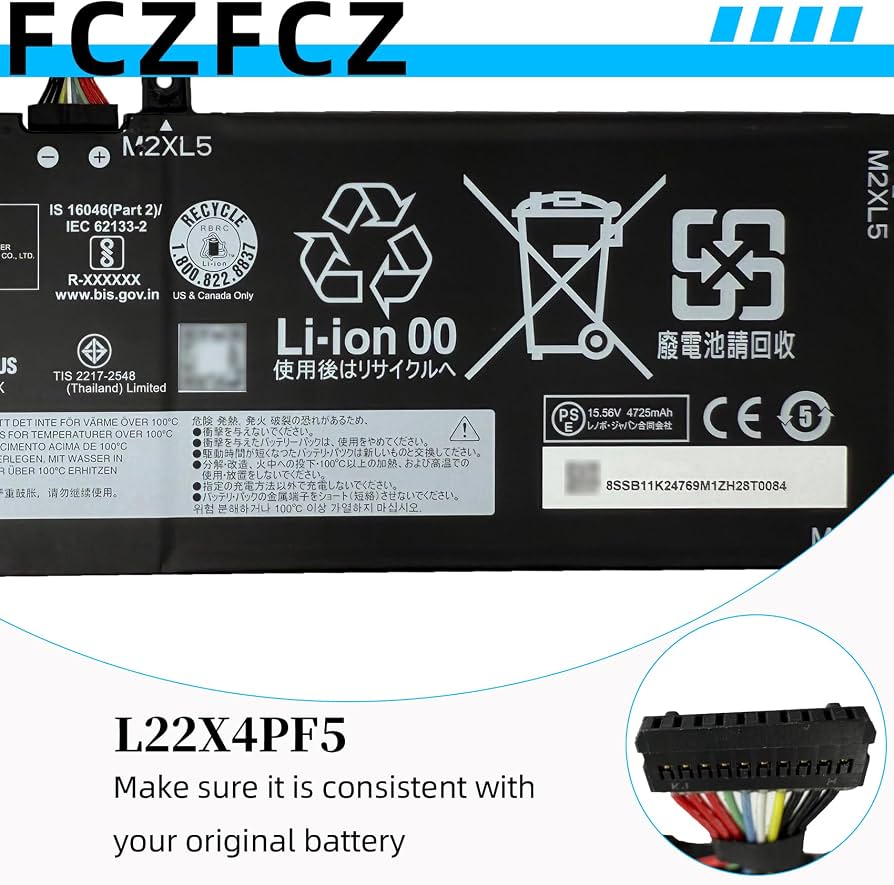 Amazon.com: FCZFCZ L22X4PF5 Battery 75Wh Replacement for Lenovo