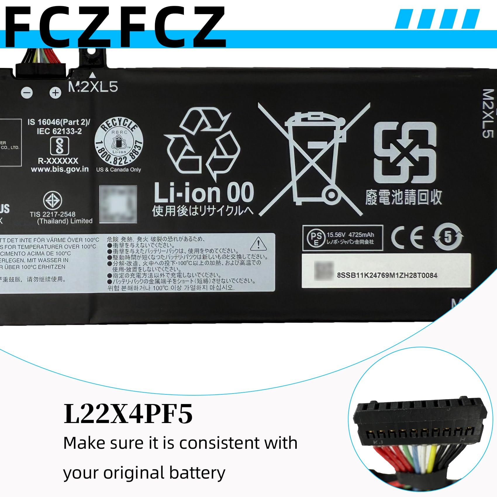 Amazon.com: FCZFCZ L22X4PF5 Battery 75Wh Replacement for Lenovo