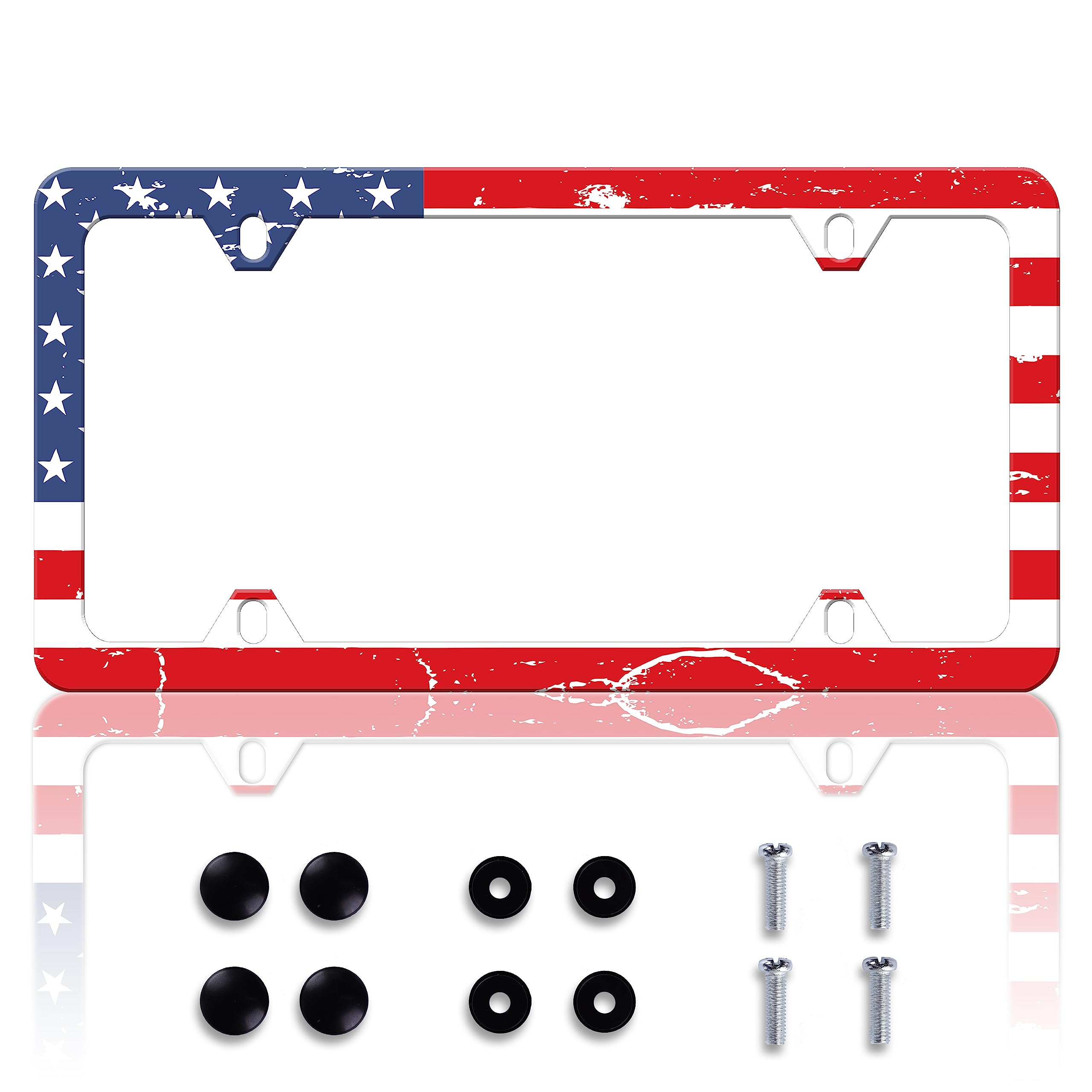 USA AMERICAN FLAG MOTORCYCLE LICENSE PLATE FRAME TAG BRACKET. Grey/Black