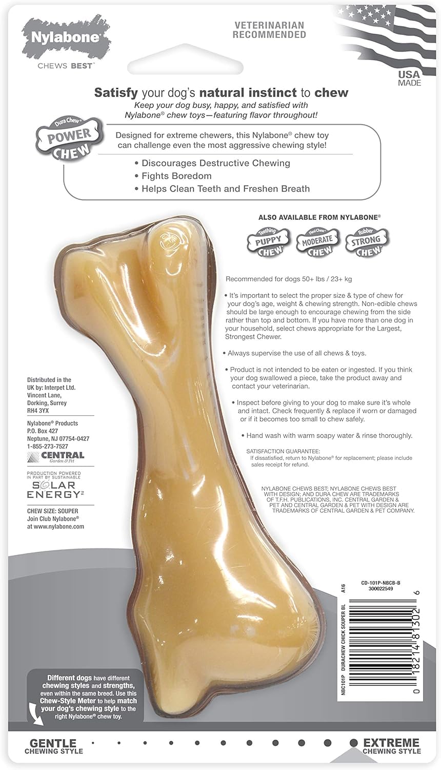 Nylabone (3 sztuki) Dura Chew XL duża kość o smaku kurczaka | Psy powyżej 50 kg
