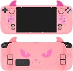 PlayVital Cute Demon Protective Case for Steam Deck LCD & OLED, Kawaii Anti-Slip Protector for Steam Deck OLED with Thumb Grip Caps & Trackpads Stickers & Back Button Enhancement Set - Purple