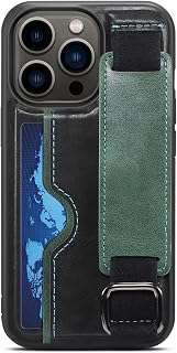 NEYENS Funda protectora de piel sintética para iPhone 13/13 Pro/13 Pro Max, con funda de tarjeta correa de muñeca, protección completa contra colisión (color: verde, tamaño: 13pro max 6.7 pulgadas)
