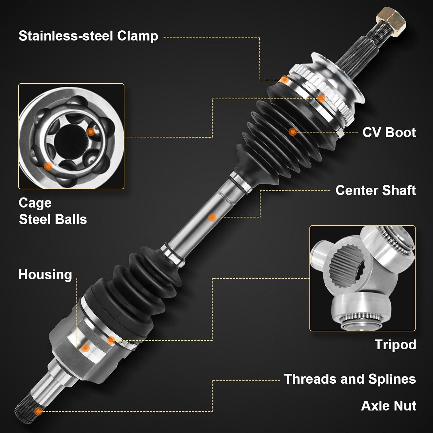 CV Axle Assembly Front Left Driver for Mitsubishi Outlander 2003-2006 2.4L FWD