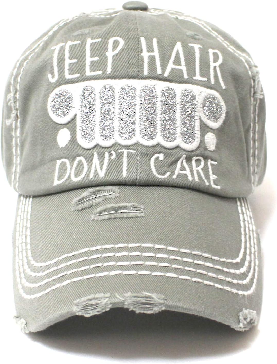 CAPS 'N VINTAGE Women's Glitter Monogram Baseball Hat, Silver Mist Grey