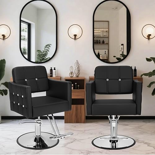 Miniatura 2 de Silla de salón profesional para estilista, bomba hidráulica resistente de 350 libras, silla giratoria de 360 con altura ajustable, silla de