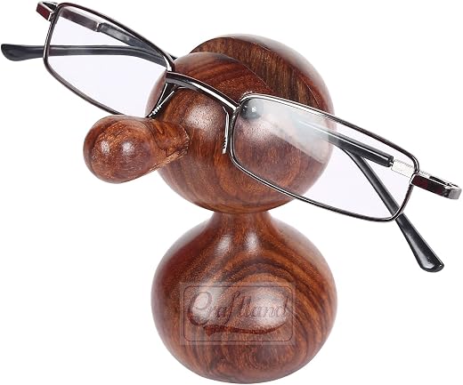 Craftland Wood Doll Shaped Spectacle Holder Stand (Brown, 2 x 2 x 3.5 Inches)