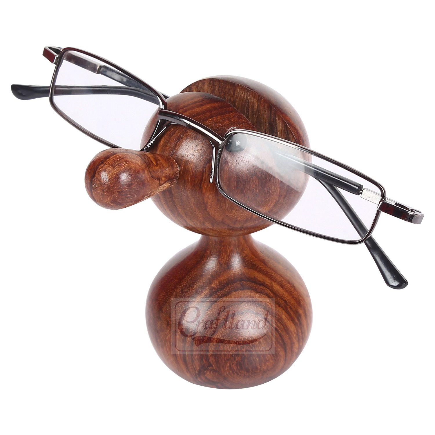 CraftlandWood Doll Shaped Spectacle Holder Stand (Brown, 2 x 2 x 3.5 Inches)