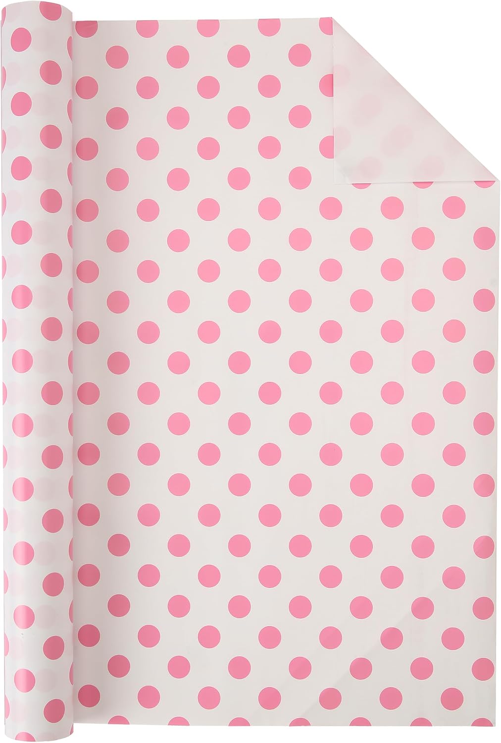 Qirrmiy Polka Dot Wrapping Paper Roll, Mini Roll-17 Inches * 32.8 Feet, Pink Polka Dot Wrap Paper for Girls Women Grandma, for Mother's Day, Birthdays, Valentine's Day, Weddings, Anniversaries