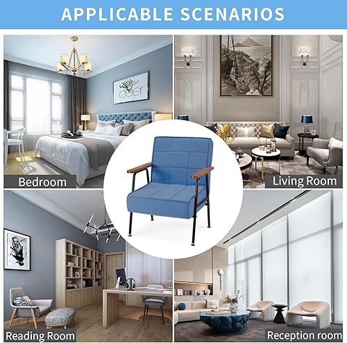 Miniatura 7 de Sillón ajustable con 5 ángulos, reposabrazos de madera, sillón plegable con patas de metal para oficina, sala de estar, dormitorio, sillón tapizado