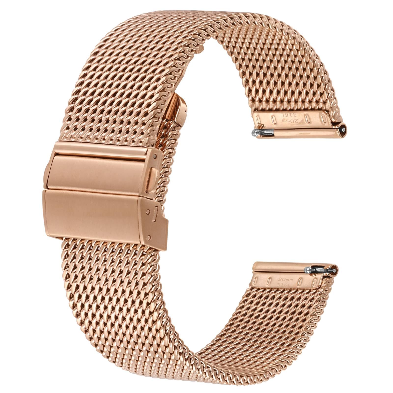 Correas de reloj de metal BISONSTRAP de malla de acero inoxidable de 18mm a 22mm 7