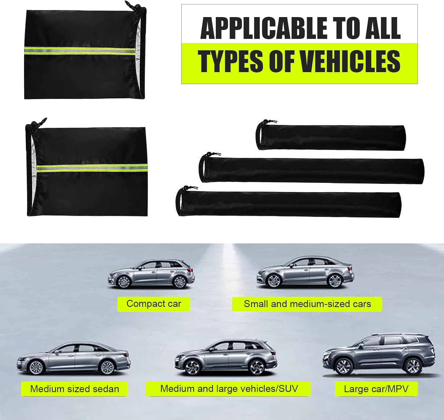 5 PCS Car Windshield Wiper Covers, Side Mirror Cover & Front Wiper Blade Cover & Rear Wiper Blade Cover, Waterproof and Snowproof Protective Cover Kits for Most Cars (Black)