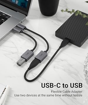 Syntech USB C to USB Adapter, 2 Pack USB C to USB, 10Gbps TypeC OTG Computer Cable Compatible with iPhone 17/16/15 Pro Max, iPad mini 6, MacBook Pro/Air/Neo, Space Gray