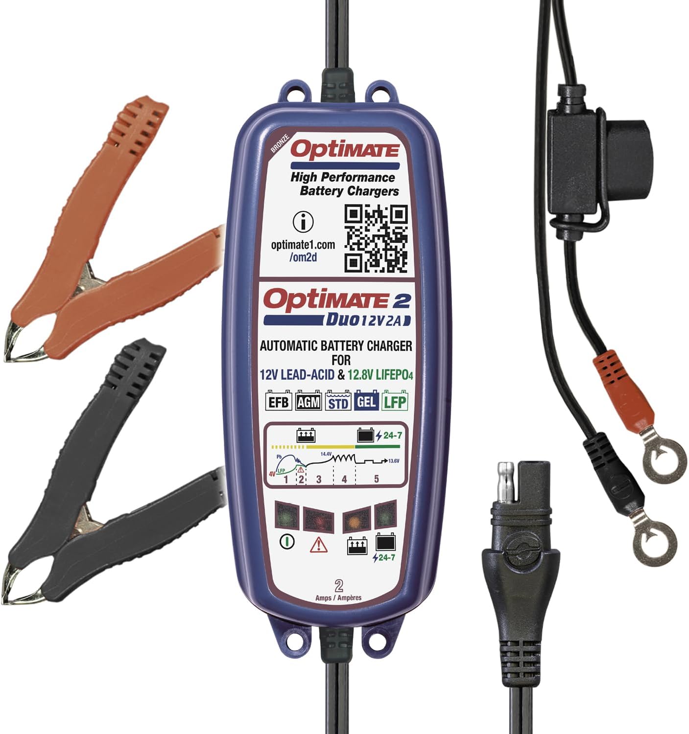 OPTIMATE Ładowarka 2 DUO (TECMATE TM-550), czarna