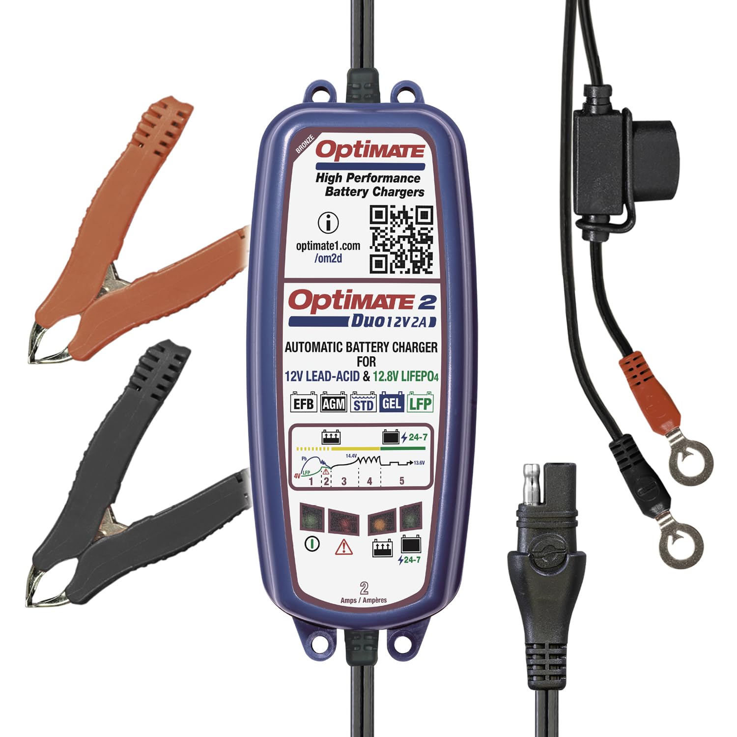 Optimate 2 DUO 12V 2A Motorcycle Smart Battery Charger TM552 OPT2D