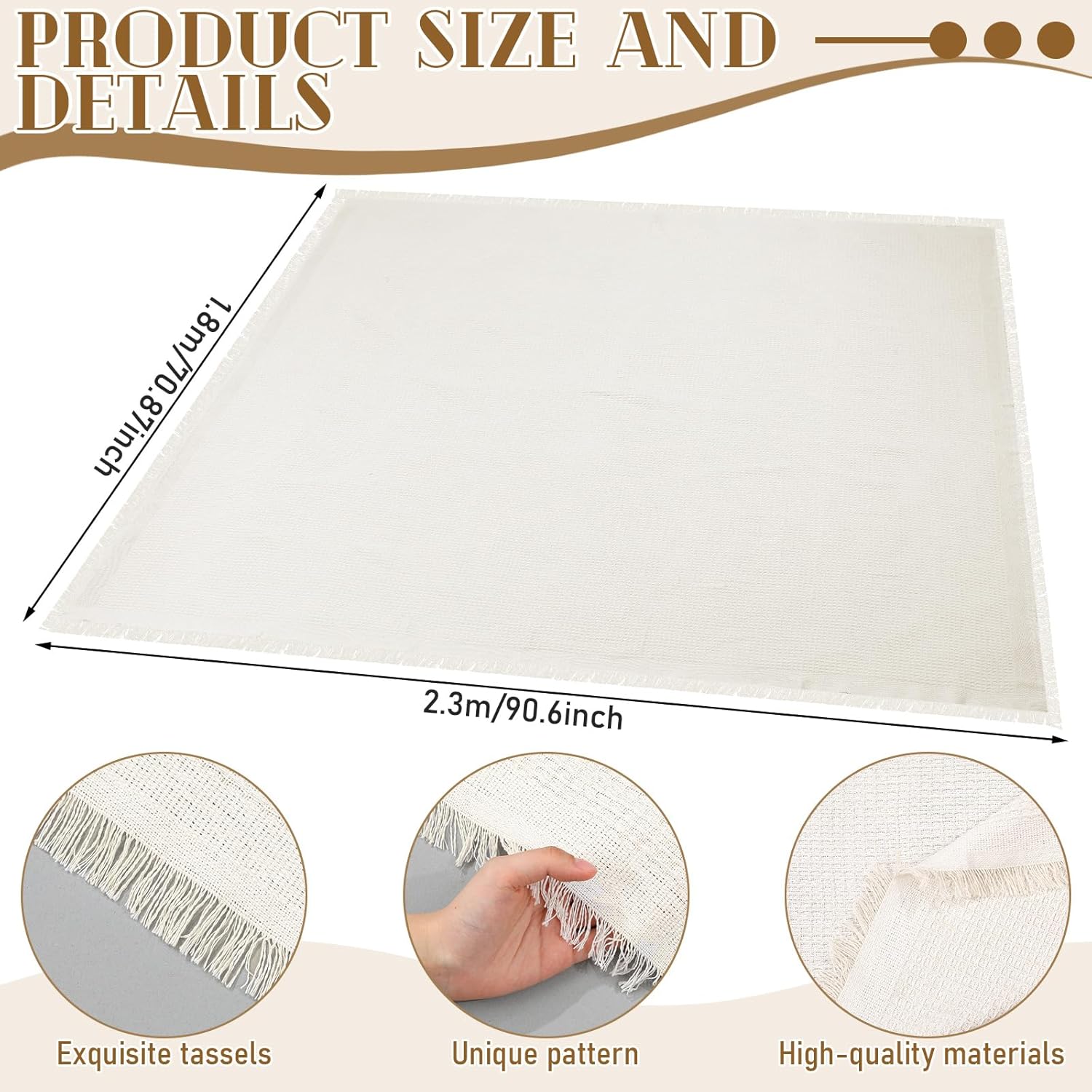 Giant Beach Blanket with Fringe 91 x 71 Inch Waffle Woven Cotton Oversize Yarn Outdoor Picnic Blanket Bohemia Sandproof Beach Towel for Spring Summer Camping Accessories(Milky White)