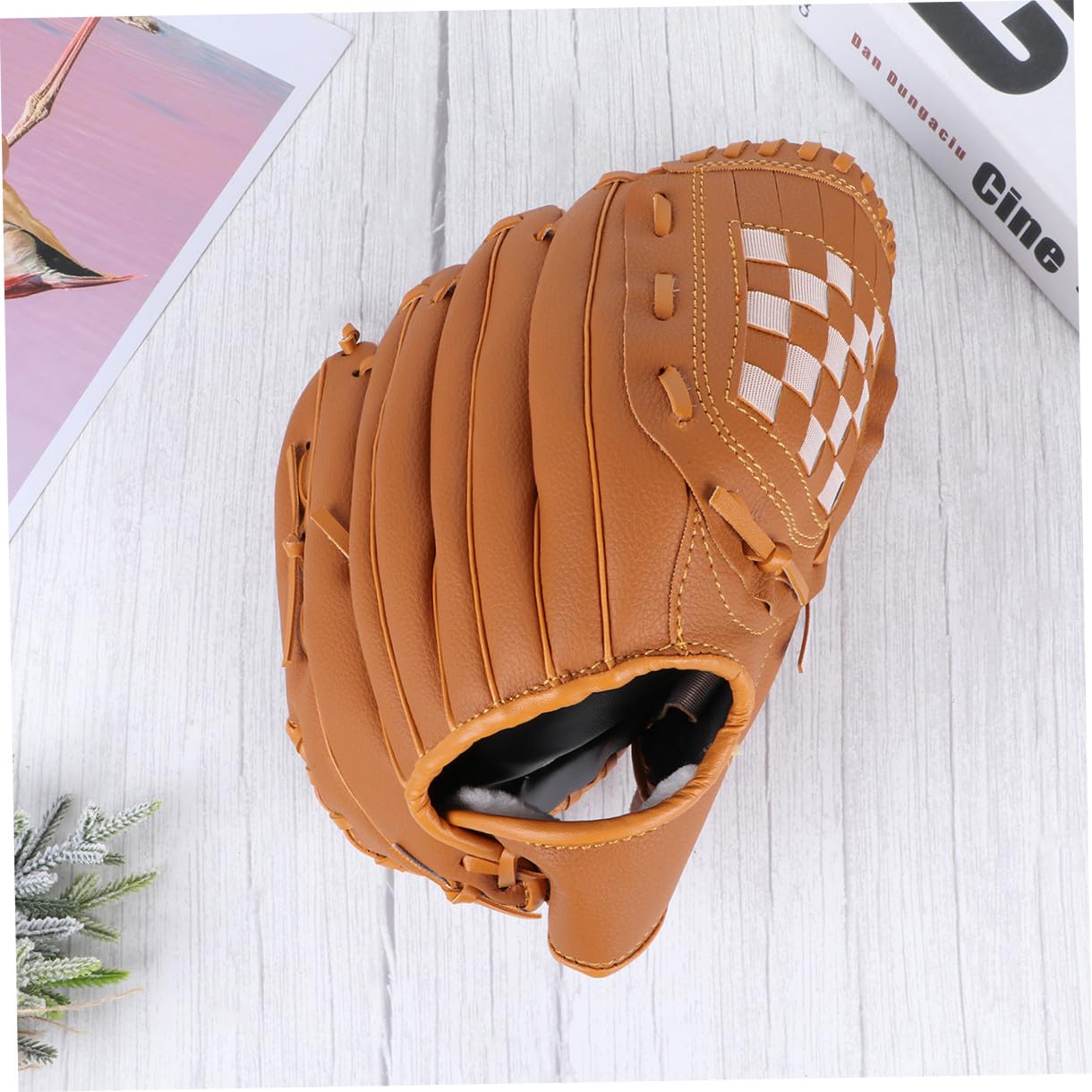 iplusmile Guanto da Baseball e Softball per Mano Lavorata Pvc Colore Giallo Cinturino Regolabile Palmo Imbottito Talloni Flessibili