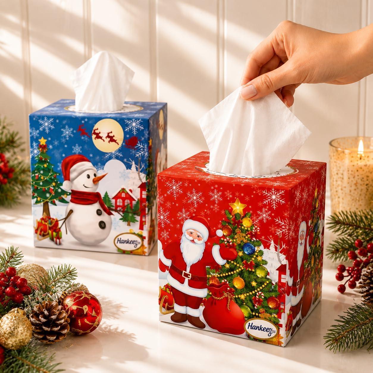 Christmas Facial Tissue, 12-Pack Case - 4 Unique Holiday Designs - 75 Count per Box - 2-Ply - Soft Tissues in Festive Christmas Boxes Bulk Case image 5