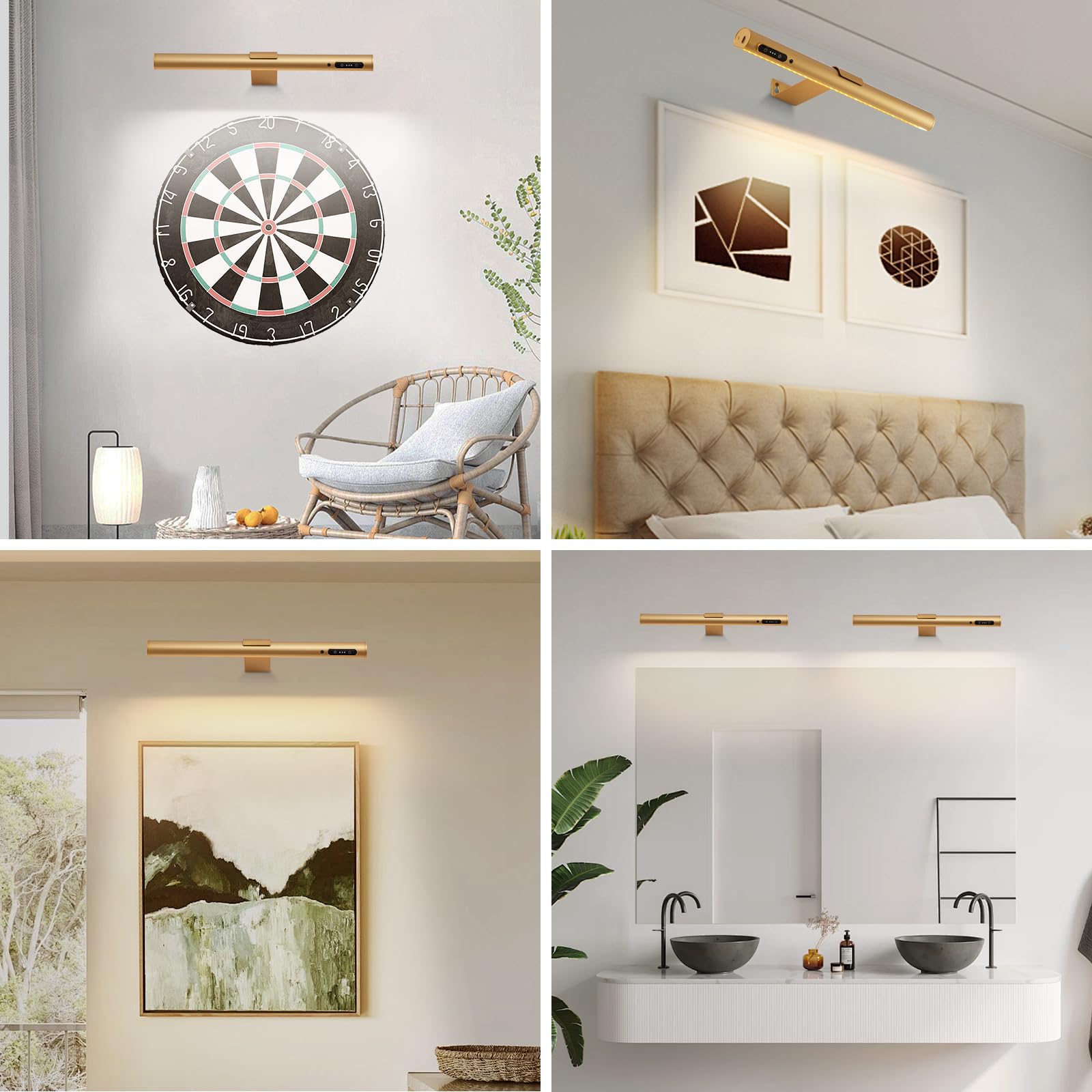 Lampada da parete senza fili,Luci da esposizione led con telecomando,applique da parete con 3 modalità di illuminazione,lampade per quadri con timer,per quadro,affresco e freccette,statue
