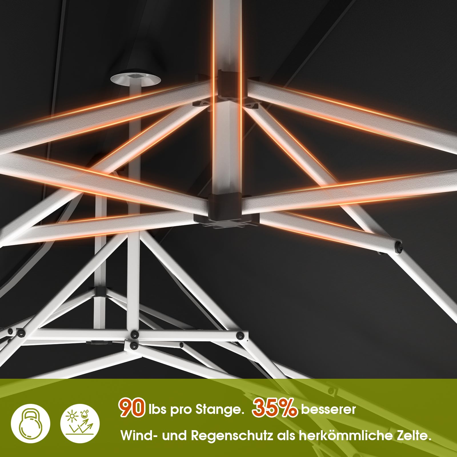 JUMMICO Gazebo pieghevole 3 x 6 con punta alta, prestazioni di protezione antipioggia migliorate del 60%, UV 50+, gazebo 3x6, impermeabile, stabile, resistente all'inverno, riparo con pareti laterali