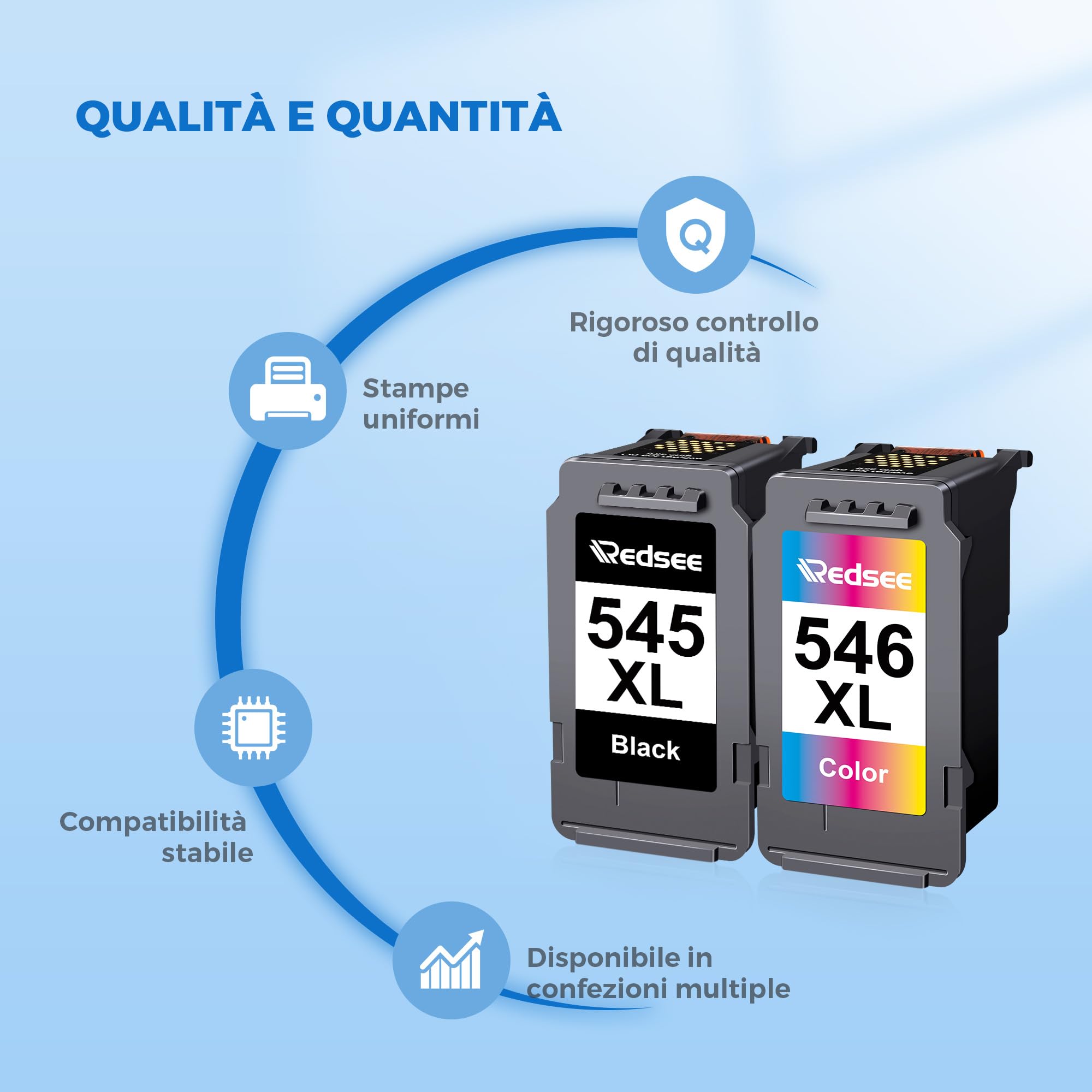 545 XL 546 XL Cartucce d'inchiostro Compatibili Cartucce per Canon 545 546 per Canon PIXMA Stampanti, Adatte per TS3350 MX495 MG2550s TR4650 TR4550 TS3400 TS3150 (Nero Tri-Colore, 2-Pack)