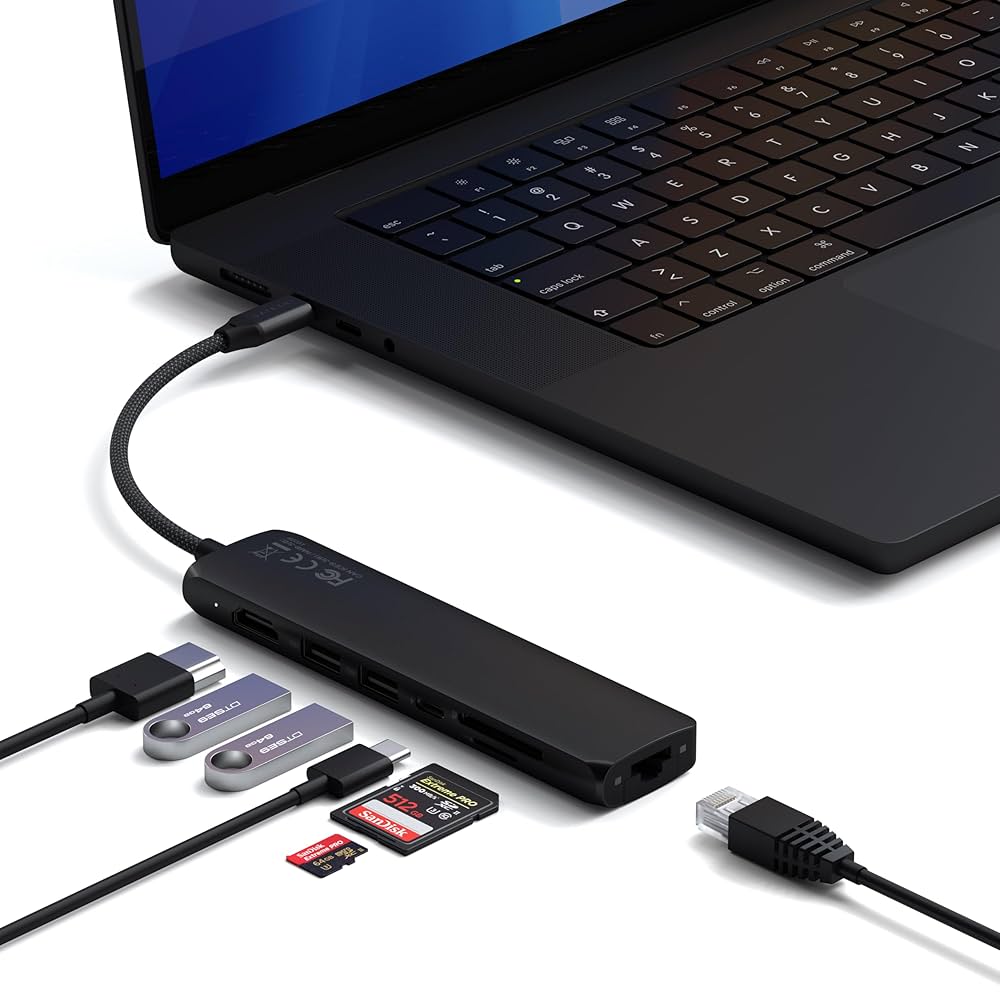 Satechi 7 in 1 USB-C ハブ 7-in-1 USB-C Slim Multiport Adapter with Ethernet | Satechi