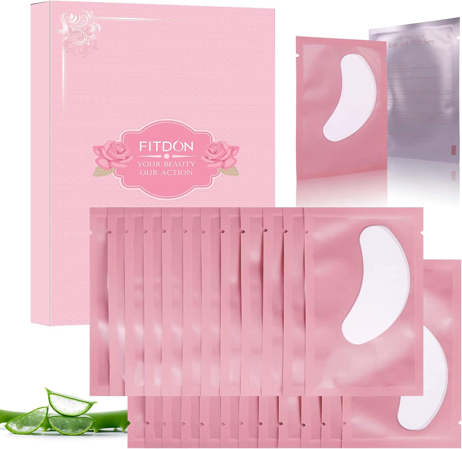 60 Paar Wimperverlenging Eye Pads, FITDON Oog Pads voor Wimper Extensies Pluisvrije Oog Gel Patches