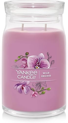 Yankee Candle Vela Perfumada Wild Orchid, Vela en Frasco Grande Signature de 20 oz con 2 Mechas, Más de 60 Horas de Tiempo de Combustión