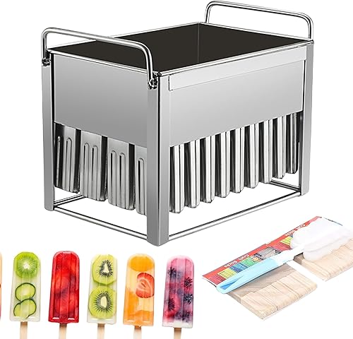 Miniatura 2 de Wixkix - Moldes comerciales de acero inoxidable para paletas, juego de 40 moldes de helado estilo barra de hielo, moldes de congelación rápida de
